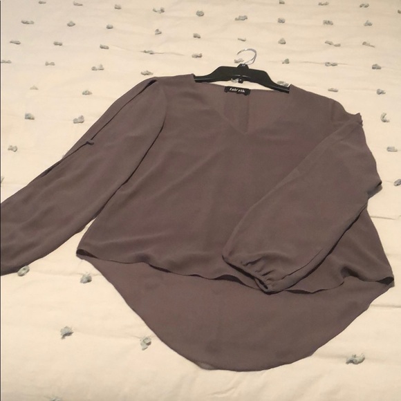 Fab’rik high/low hem blouse w/ peek a boo sleeves - Picture 1 of 6
